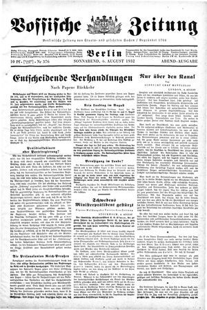 Vossische Zeitung on Aug 6, 1932