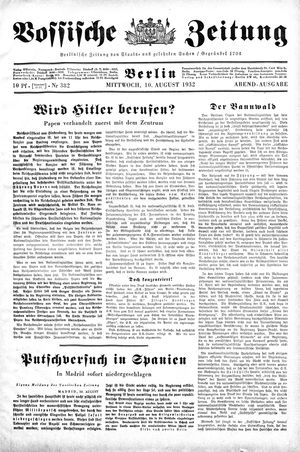 Vossische Zeitung on Aug 10, 1932