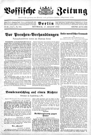 Vossische Zeitung vom 17.08.1932