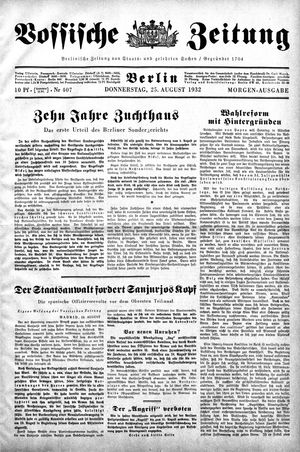 Vossische Zeitung vom 25.08.1932