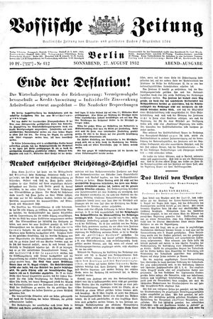 Vossische Zeitung vom 27.08.1932