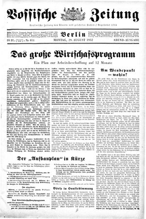 Vossische Zeitung on Aug 29, 1932