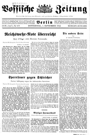 Vossische Zeitung vom 01.09.1932