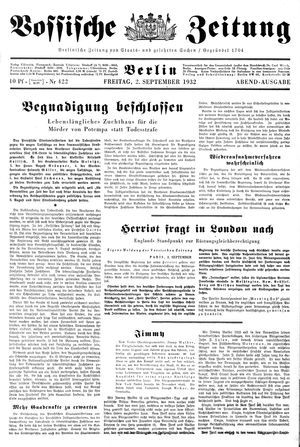 Vossische Zeitung on Sep 2, 1932