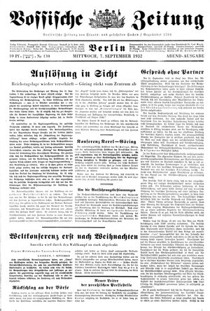 Vossische Zeitung vom 07.09.1932