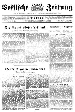 Vossische Zeitung on Sep 8, 1932