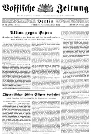 Vossische Zeitung vom 09.09.1932