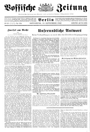 Vossische Zeitung vom 10.09.1932