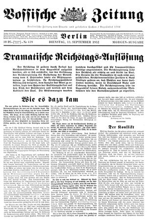 Vossische Zeitung vom 13.09.1932