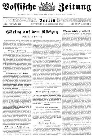 Vossische Zeitung on Sep 14, 1932