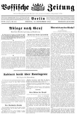 Vossische Zeitung vom 16.09.1932