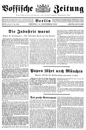 Vossische Zeitung vom 16.09.1932
