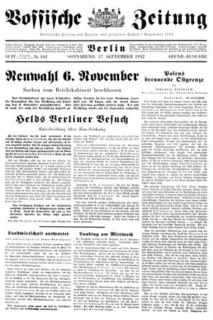 Vossische Zeitung on Sep 17, 1932