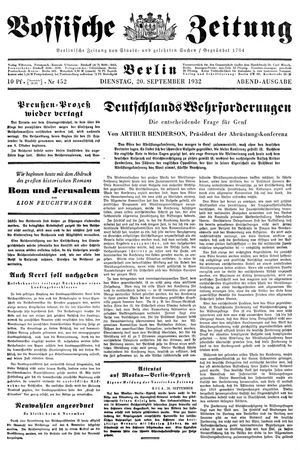 Vossische Zeitung vom 20.09.1932