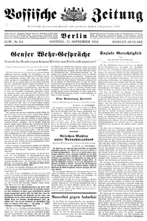 Vossische Zeitung on Sep 25, 1932