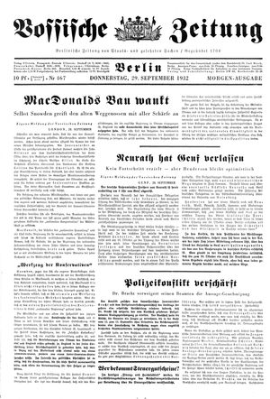 Vossische Zeitung vom 29.09.1932