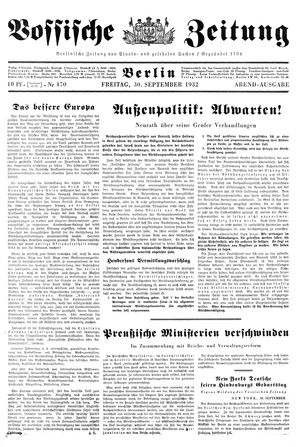 Vossische Zeitung vom 30.09.1932