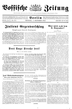 Vossische Zeitung vom 03.10.1932
