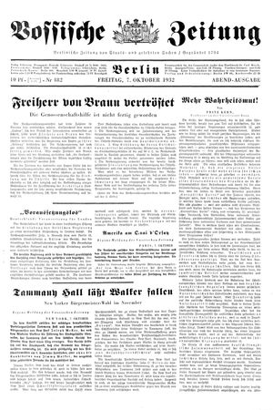 Vossische Zeitung vom 07.10.1932