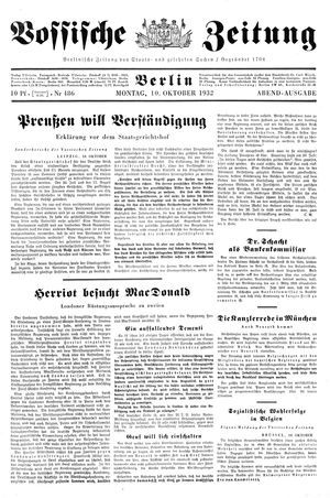 Vossische Zeitung vom 10.10.1932