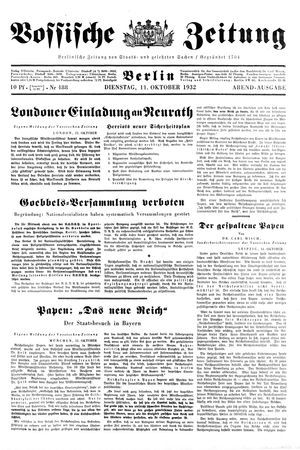 Vossische Zeitung vom 11.10.1932