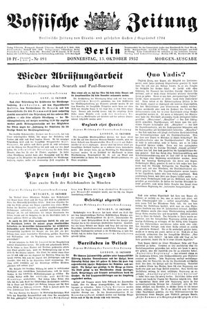 Vossische Zeitung vom 13.10.1932