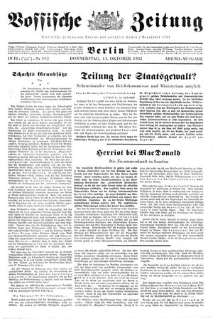 Vossische Zeitung vom 13.10.1932