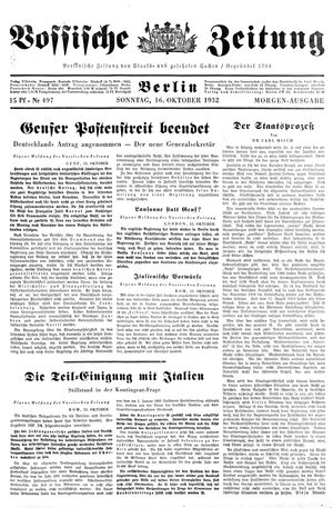 Vossische Zeitung vom 16.10.1932