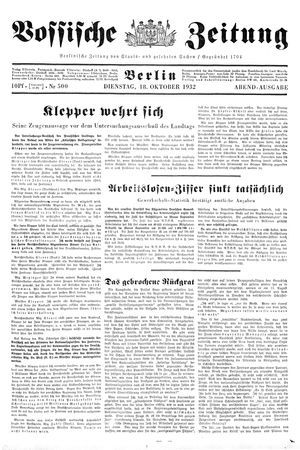 Vossische Zeitung vom 18.10.1932