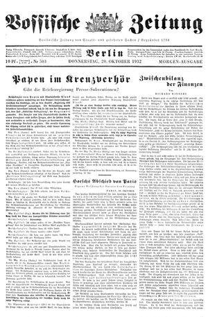 Vossische Zeitung vom 20.10.1932