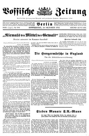 Vossische Zeitung vom 20.10.1932