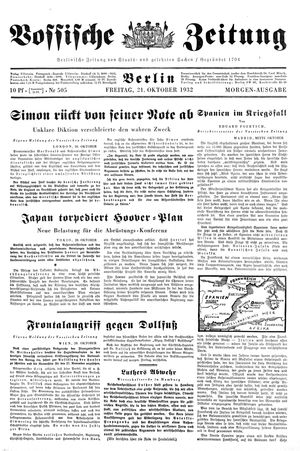 Vossische Zeitung vom 21.10.1932