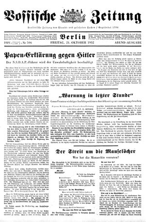 Vossische Zeitung vom 21.10.1932