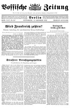 Vossische Zeitung vom 22.10.1932