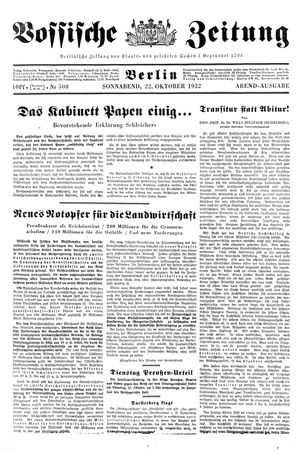Vossische Zeitung vom 22.10.1932