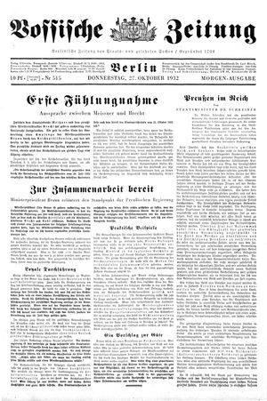 Vossische Zeitung on Oct 27, 1932