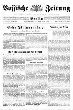 Vossische Zeitung vom 27.10.1932