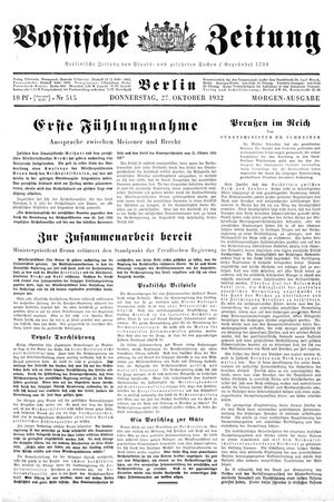 Vossische Zeitung on Oct 27, 1932