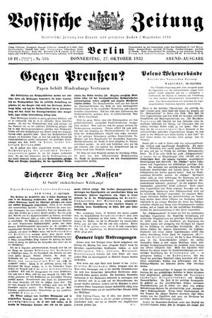 Vossische Zeitung vom 27.10.1932