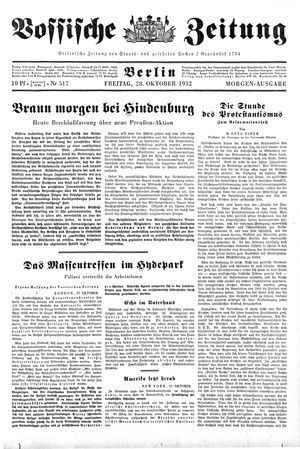 Vossische Zeitung vom 28.10.1932