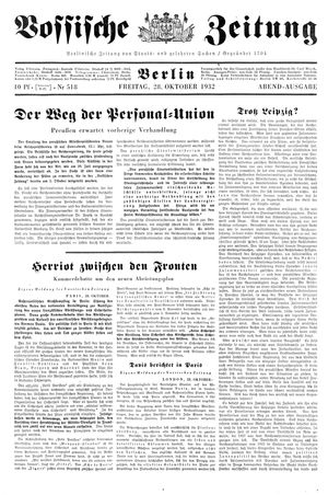 Vossische Zeitung vom 28.10.1932