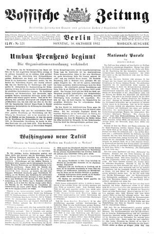 Vossische Zeitung on Oct 30, 1932