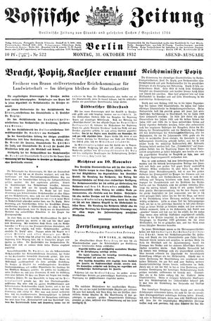Vossische Zeitung vom 31.10.1932