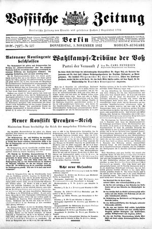 Vossische Zeitung vom 03.11.1932