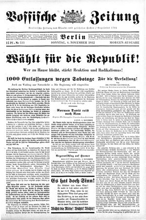 Vossische Zeitung vom 06.11.1932