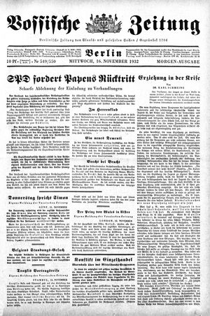 Vossische Zeitung vom 16.11.1932