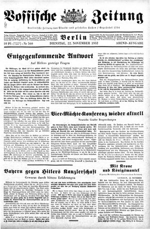 Vossische Zeitung vom 22.11.1932