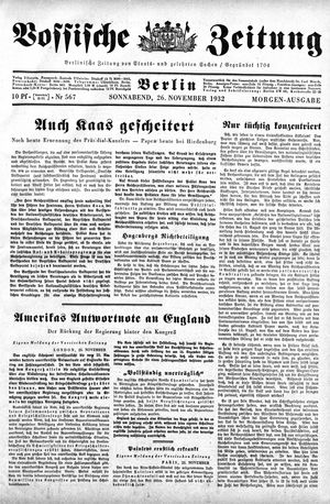 Vossische Zeitung vom 26.11.1932
