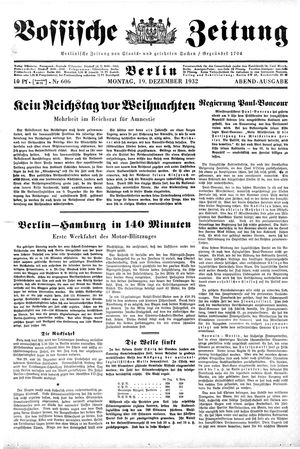 Vossische Zeitung vom 19.12.1932
