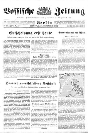 Vossische Zeitung on Dec 20, 1932